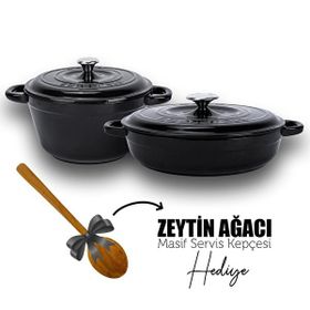 Lava 2x New Heritage Serisi Siyah Döküm Demir Tencere Tava Seti