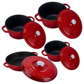 Lava 4X New Heritage Serisi 28 cm Kırmızı Döküm Demir Tencere Seti