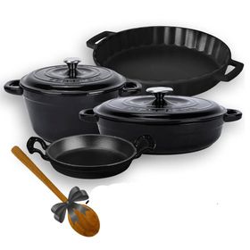 Lava 4X New Heritage Serisi 28 cm Siyah Döküm Demir Tencere Seti
