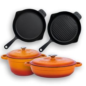 Lava 4X New Heritage Serisi 28 cm Turuncu Döküm Demir Tencere Seti