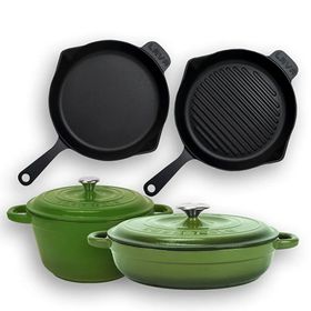 Lava 4X New Heritage Serisi 28 cm Yeşil Döküm Demir Tencere Seti