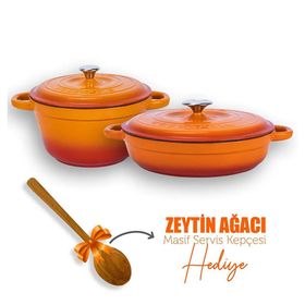 Lava 4X New Heritage Serisi Turuncu Döküm Demir Tencere Seti