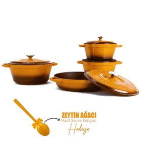 Lava 4X New Heritage Serisi Turuncu Döküm Demir Tencere Seti
