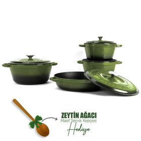 Lava 4X New Heritage Serisi Yeşil Döküm Demir Tencere Seti