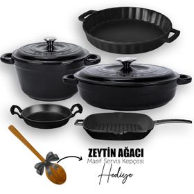 Lava 5X New Heritage Serisi Siyah Döküm Demir Tencere & Tava Seti