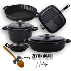 Lava 5X New Heritage Serisi Siyah Döküm Demir Tencere & Tava Seti