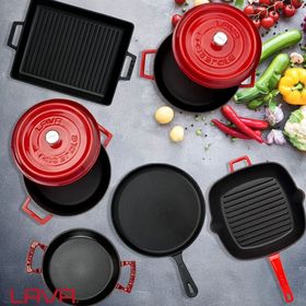 Lava 6x Trendy Serisi 8 Parça Kırmızı Döküm Tencere Tava Seti