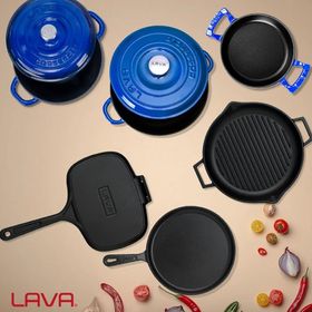 Lava 6x Trendy Serisi 9 Parça Mavi Döküm Tencere Tava Seti