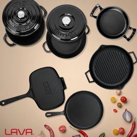 Lava 6x Trendy Serisi 9 Parça Siyah Döküm Tencere Tava Seti
