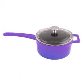 Lava Çap 16 cm Mor Cam Kapak Döküm Süt/Sos Tenceresi