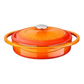 Lava Çok Amaçlı Yayvan Döküm Demir Kapak Heritage Serisi Çap 28 cm Turuncu Döküm Tencere