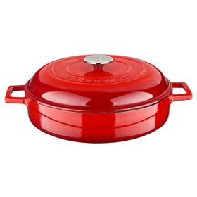 Lava Çok Amaçlı Yayvan Döküm Demir Yekpare Kulplu Kubbe Form Kapaklı Edition Serisi Çap 28 cm Kırmızı Döküm Tencere