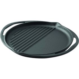 Lava Demir Döküm 30 cm Metal Kulplu ve Cam Kapaklı Yuvarlak Izgara Tava