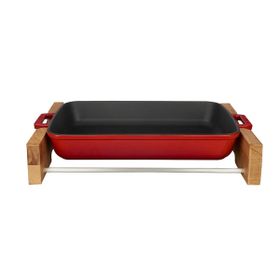 Lava Dikdörtgen 22x30 Kırmızı Döküm Tepsi