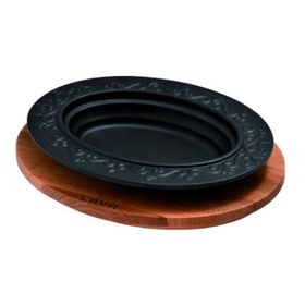 Lava Döküm 21x16 CM Ahşap Altlıklı Oval Döner, Kebap Tabağı
