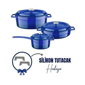 Lava Döküm 3X Trendy Serisi 6 Parça Mavi Tencere Seti