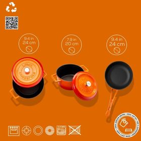 Lava Döküm 3X Turuncu Trendy Serisi 6 Parça Tencere Tava Seti