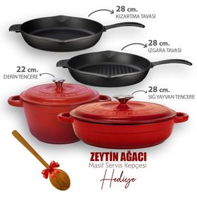 Lava Döküm 4X New Heritage Serisi Döküm Turuncu Demir Tencere Tava Çeyiz Seti
