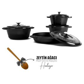 Lava Döküm 5X New Heritage Serisi Siyah Döküm Demir Tencere ve Tava Seti