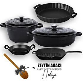 Lava Döküm 5X New Heritage Serisi Siyah Döküm Demir Tencere ve Tava Seti