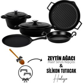 Lava Döküm 5X Trendy Serisi Siyah 8 Parça Tencere Tava Seti