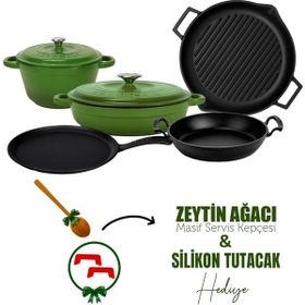 Lava Döküm 5X Trendy Serisi Yeşil 8 Parça Tencere Tava Seti