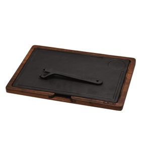 Lava Döküm Ahşap ve Döküm Demir Hot Plate Ölçü 22x33 cm Siyah Servis Tahtası