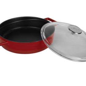 Lava Döküm Çok Amaçlı Yayvan Glaze Serisi Çap 28 cm Kırmızı Tencere