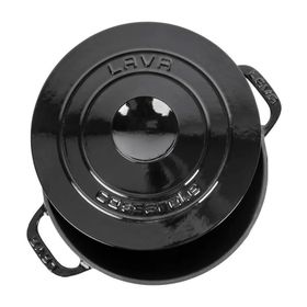 Lava Döküm Demir Kapak Experience Serisi Çap 28 cm Siyah Yuvarlak Tencere
