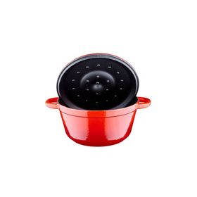 Lava Döküm Demir Kapak New Heritage Serisi Çap 24 cm Kırmızı Döküm Yuvarlak Tencere