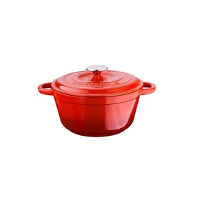Lava Döküm Demir Kapak New Heritage Serisi Çap 24 cm Kırmızı Döküm Yuvarlak Tencere