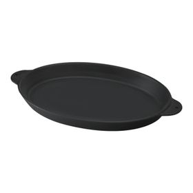 Lava Döküm Demir Yekpare Çift Kulplu 18x24 cm Siyah Döküm Oval Fajita Tabağı