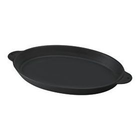 Lava Döküm Demir Yekpare Çift Kulplu 18x24 cm Siyah Döküm Oval Fajita Tabağı