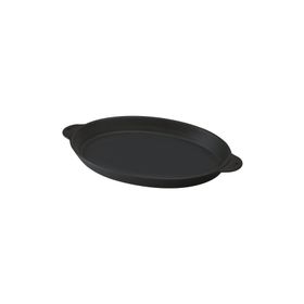 Lava Döküm Demir Yekpare Çift Kulplu 18x24 cm Siyah Döküm Oval Fajita Tabağı