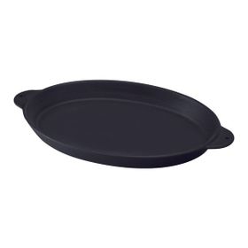 Lava Döküm Demir Yekpare Çift Kulplu 18x24 cm Siyah Döküm Oval Fajita Tabağı