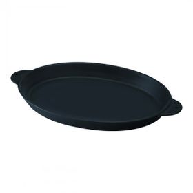 Lava Döküm Demir Yekpare Çift Kulplu 18x24 cm Siyah Döküm Oval Fajita Tabağı