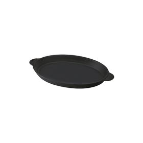 Lava Döküm Demir Yekpare Çift Kulplu 18x24 cm Siyah Döküm Oval Fajita Tabağı