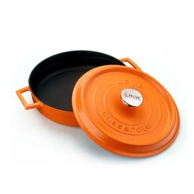 Lava Döküm Demir Yekpare Kulplu Spring Serisi Çap 28 cm Kırmızı Çok Amaçlı Yayvan Tencere