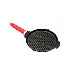 Lava Döküm Izgara Tava, Telli Silikon Saplı Kırmızı 23 cm
