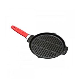 Lava Döküm Izgara Tava, Telli Silikon Saplı Kırmızı 23 cm
