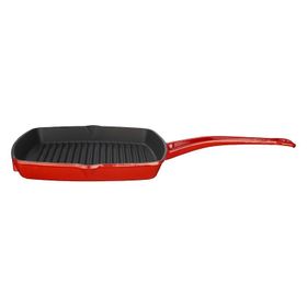 Lava Döküm Kare Demir Yekpare Saplı Ölçü 26x26 cm Kırmızı Izgara Tava