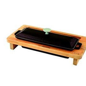 Lava Döküm Kırmızı 11x29 cm Ekmek Kabı ve Ahşap Standı