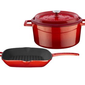 Lava Döküm Trendy 4 Parça Kırmızı Tencere Tava Seti