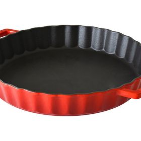 Lava Döküm Yuvarlak Döküm Demir Yekpare Çift Kulplu Çap 30 cm Kırmızı Rosto ve Fırın Tepsisi
