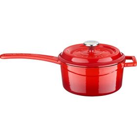 Lava Döküm Yuvarlak Kırmızı Metal Saplı 16 cm Sos Süt Tenceresi
