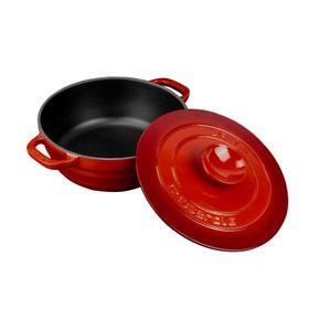 Lava Experience Majolik Serisi 28 cm Çap Demir Kapak Döküm Kırmızı Yuvarlak Tencere