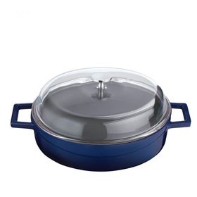 Lava Glaze Yayvan 24 cm Mavi Döküm Demir Tencere