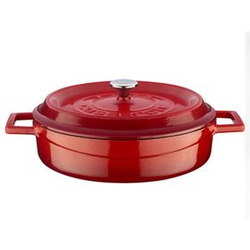 Lava Kırmızı 24 cm Döküm Yuvarlak Tencere Lava Izgara Tava