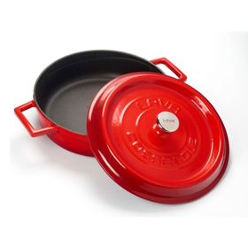 Lava Kırmızı 24 cm Döküm Yuvarlak Tencere Lava Izgara Tava