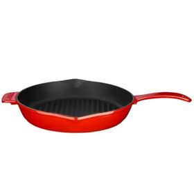 Lava Kırmızı 28 cm Metal Kulplu Döküm Yuvarlak Izgara Tava